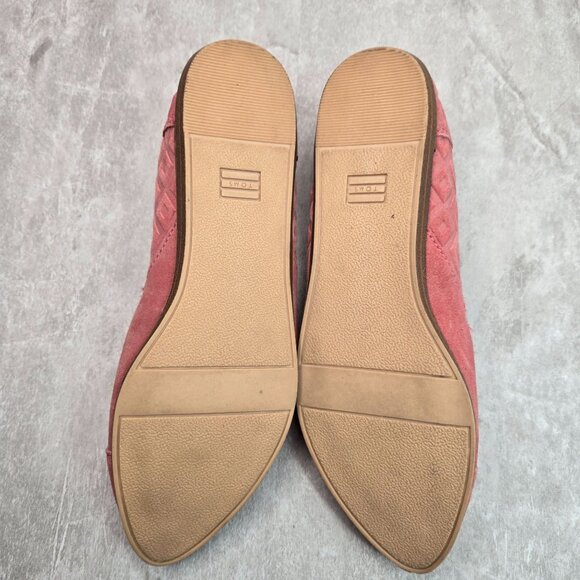Toms Jutti Ballet Flats Coral Suede Pointed Toe Comfort Ballerina Shoes Size 8 - Picture 7 of 10